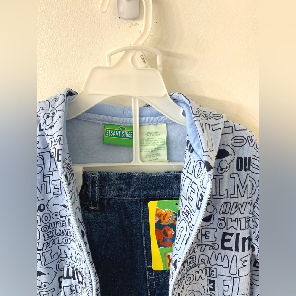 NWT* Elmo Denim/Hoodie Set - Picture 3 of 4